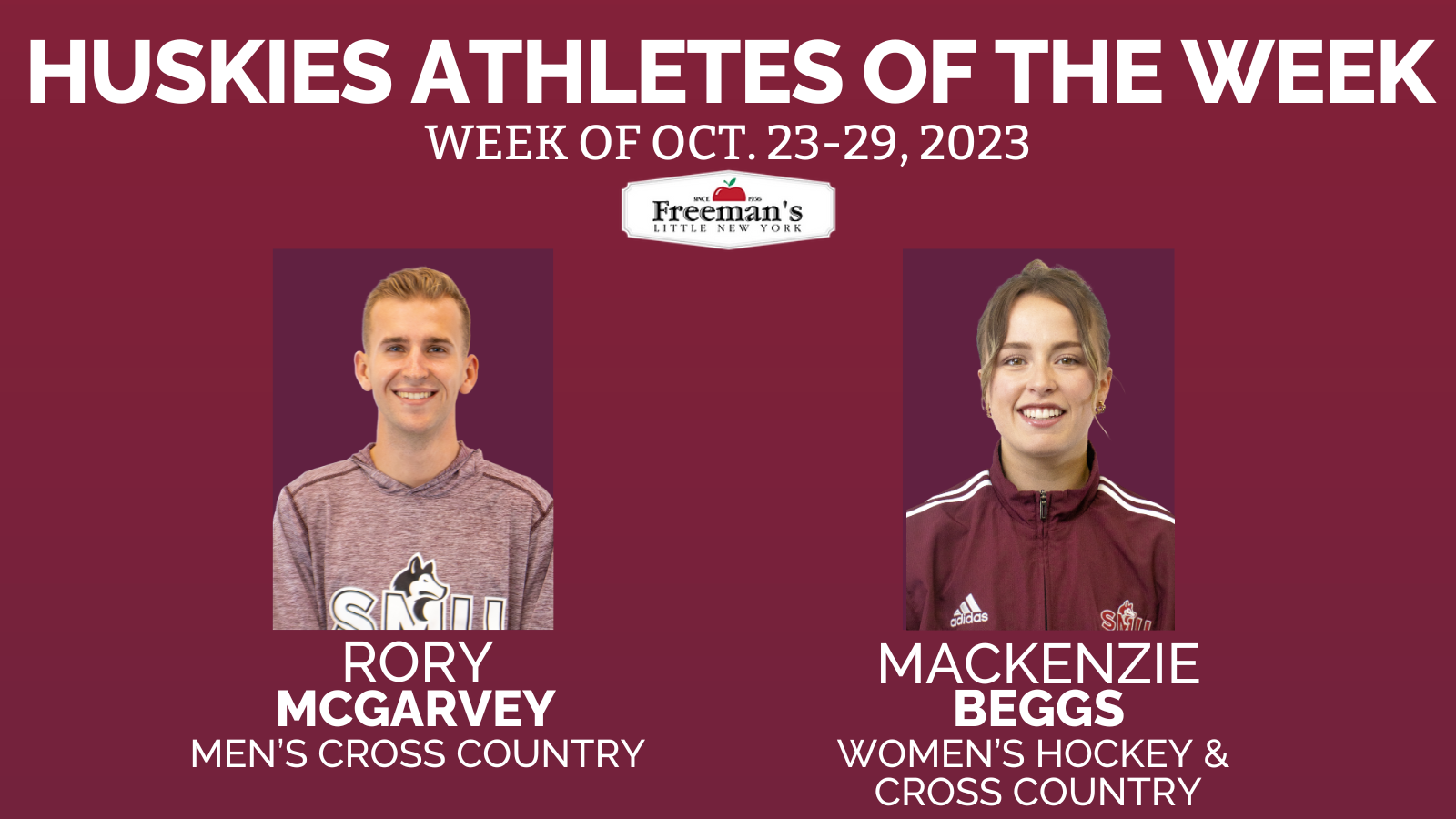 McGarvey, Beggs named Huskies Athletes of the Week: Oct. 23-29, 2023