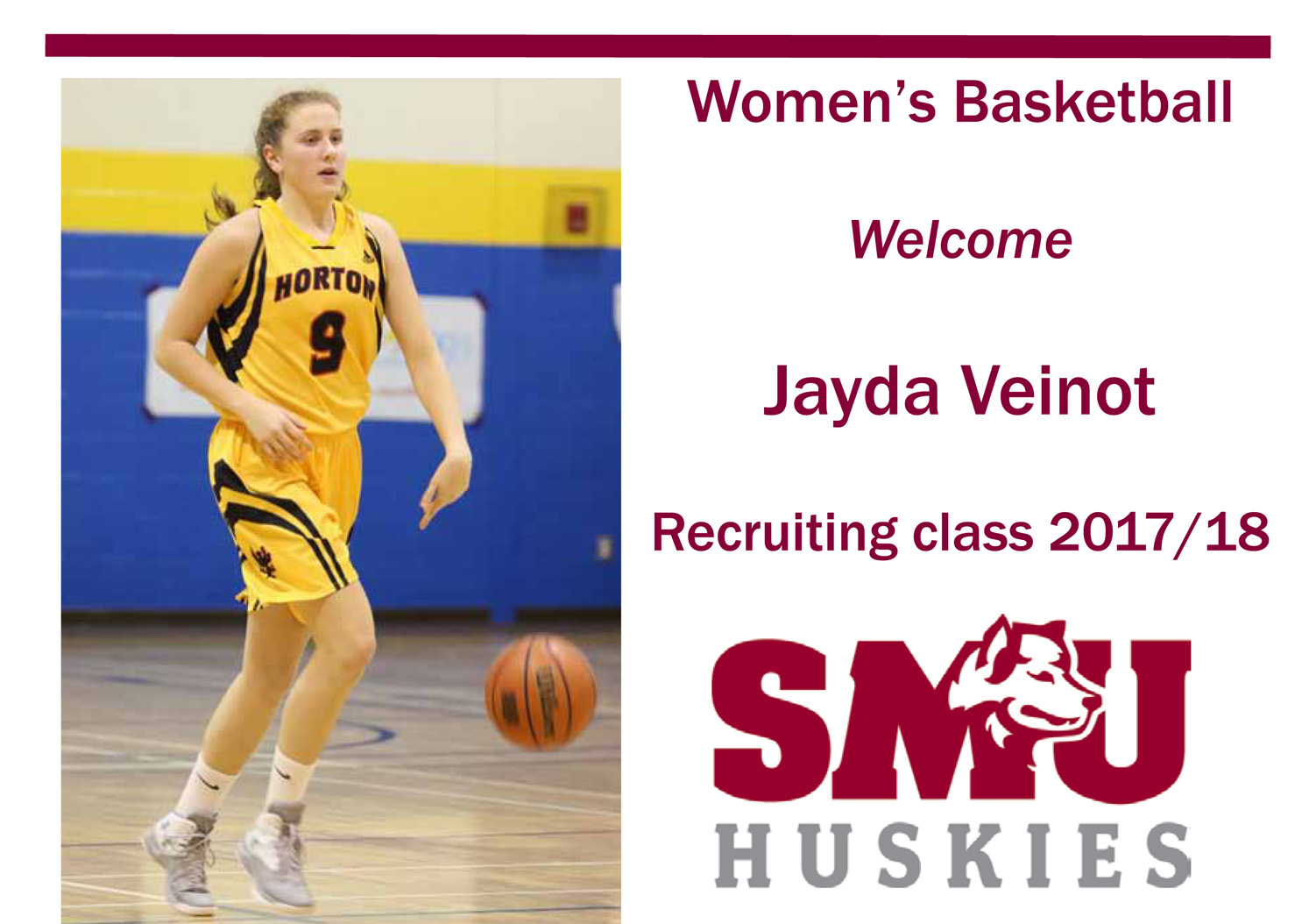 Women's Basketball announce Jayda Veinot to 17/18 lineup