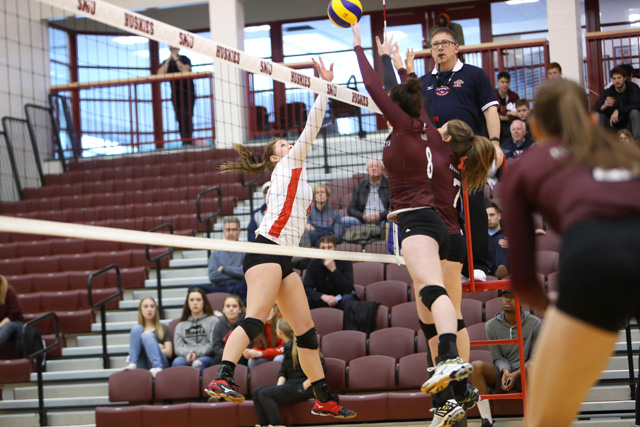 Saint Mary’s drops Acadia in 3 straight sets– Kristina Alder paced all hitters with 10 kills in win