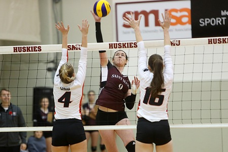 Huskies upend UNB 3-1 in women’s volleyball