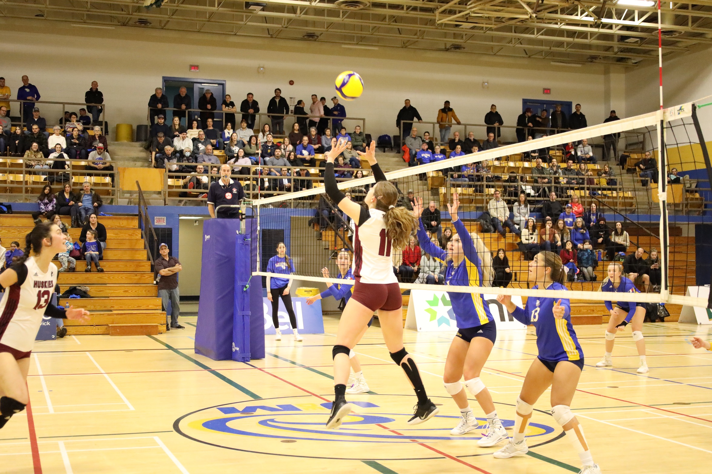 Bell powers Huskies to straight set win over Aigles Bleues