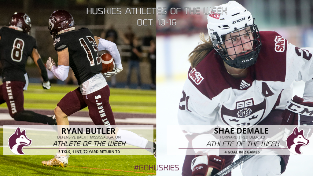 Butler, Demale named Huskies Athletes of the Week: Oct. 10-16.