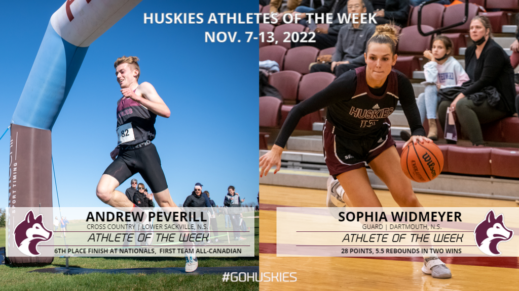 Peverill, Widmeyer named Huskies Athletes of the Week: Nov. 7-13