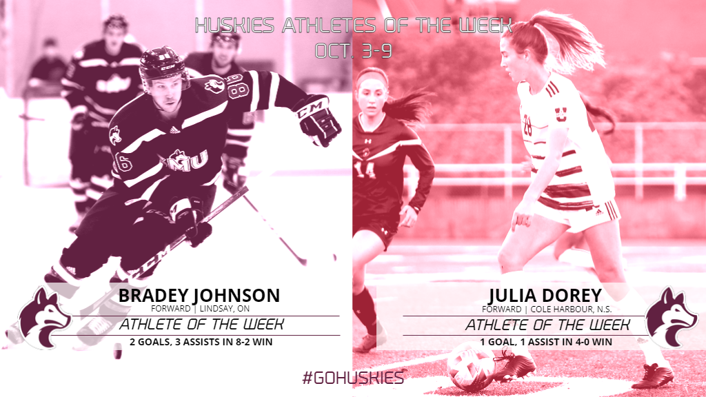Johnson, Dorey named Huskies Athletes of the Week: Oct. 3-9