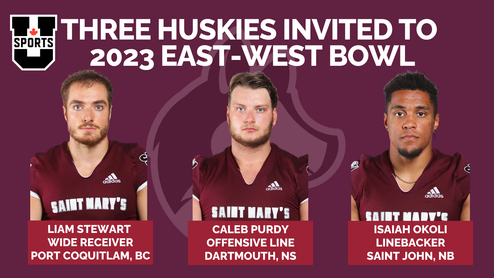 Three Huskies selected to participate in U SPORTS East-West Bowl