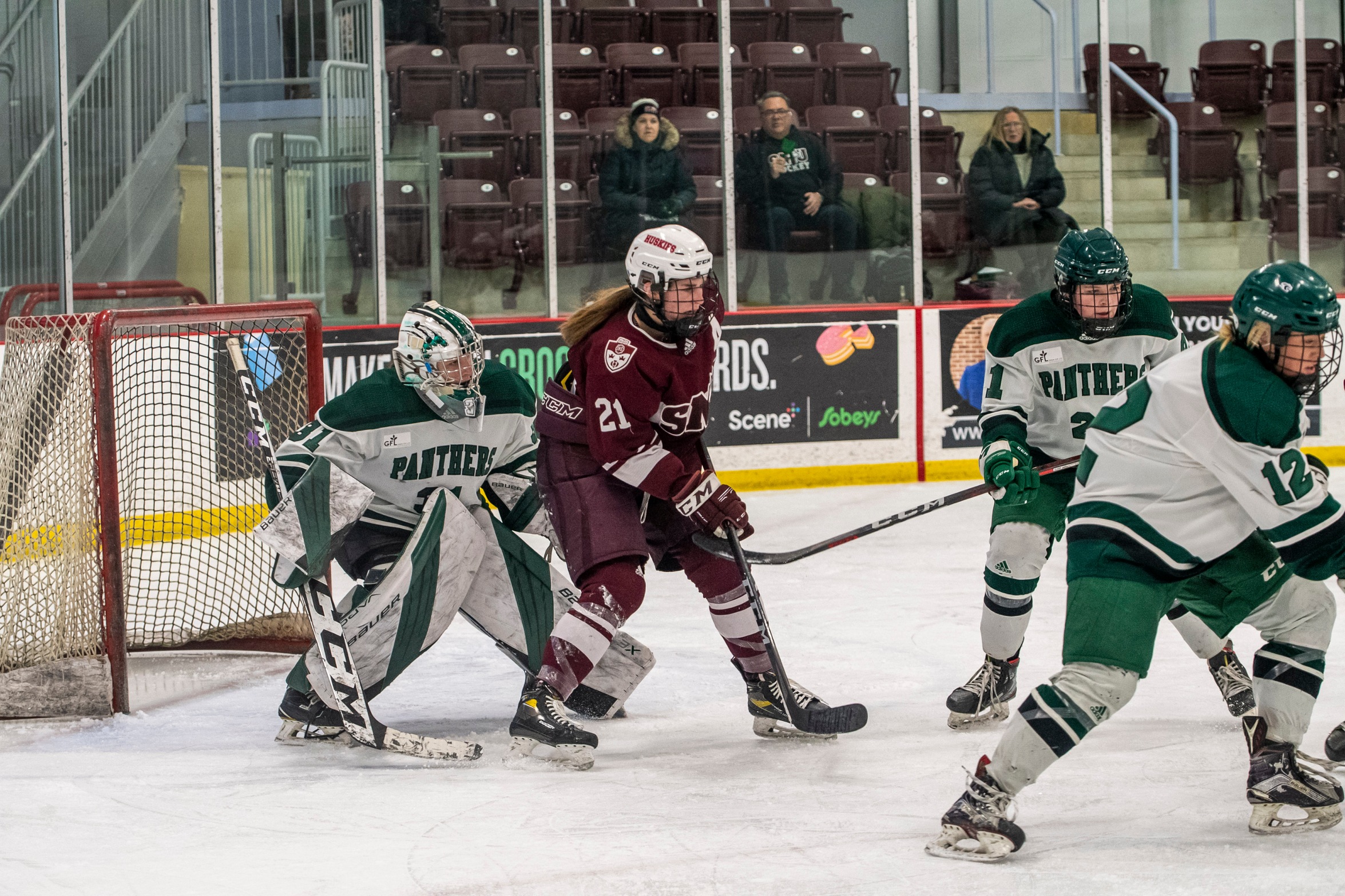 Demale delivers in epic 4-3 shootout win over Panthers on Huskies senior night