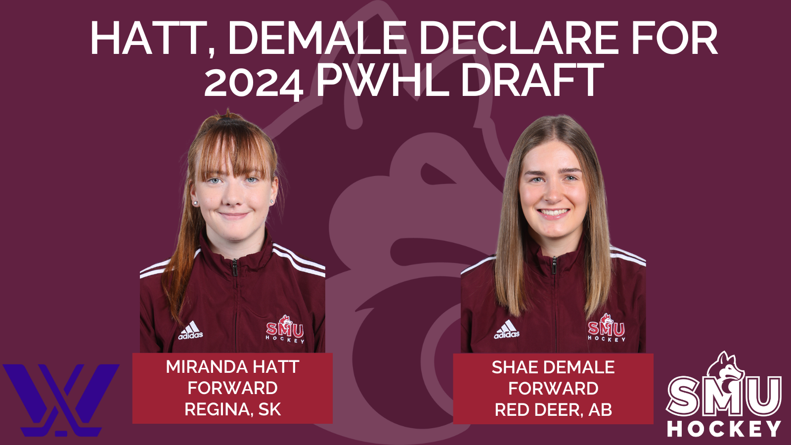 Huskies alumni Hatt, Demale declare for 2024 PWHL Draft