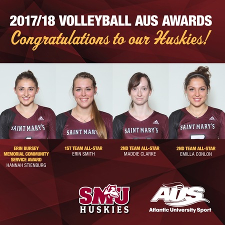 2017-18 AUS women’s volleyball major award winners and all-stars announced