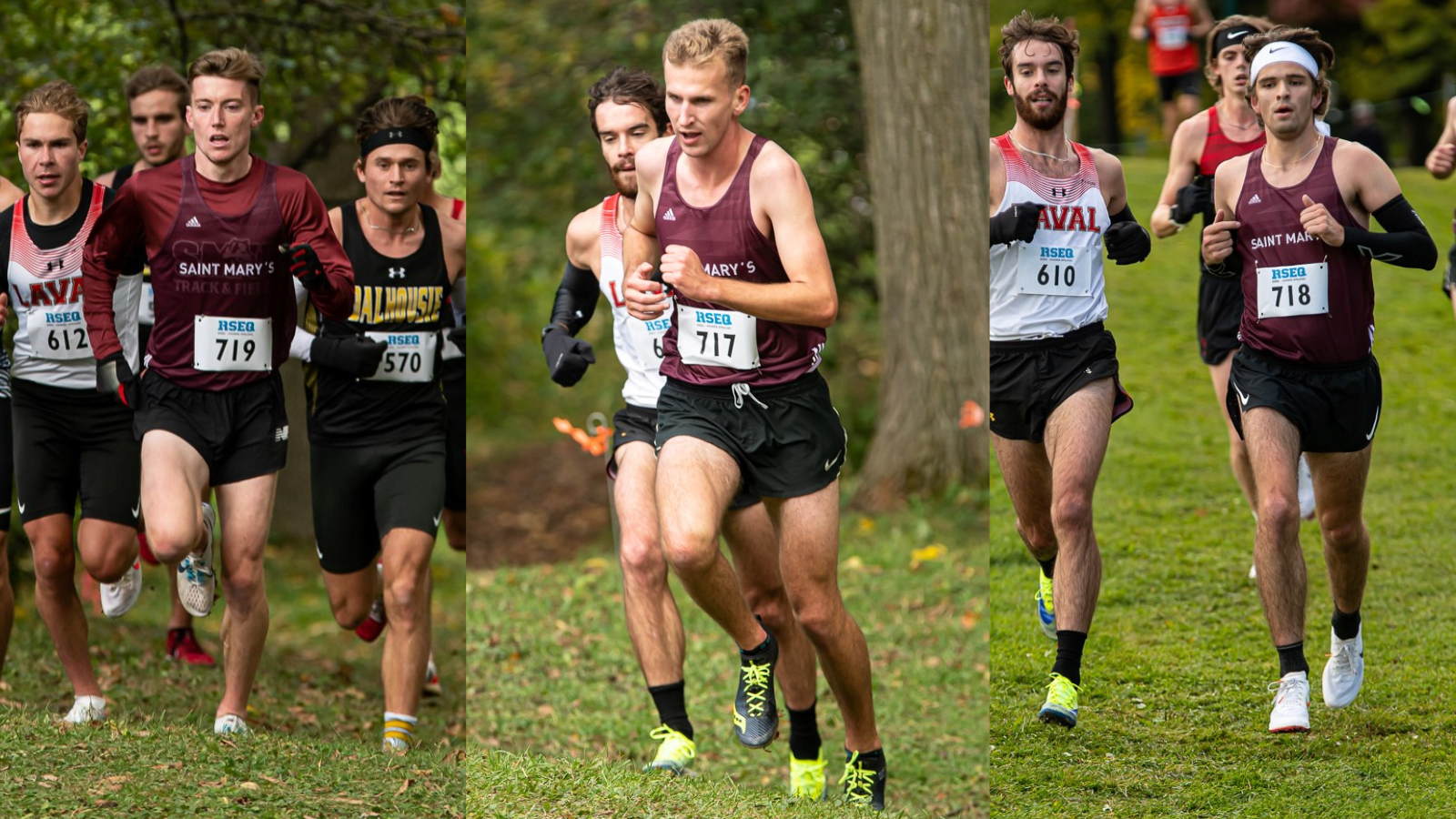 Huskies cross country teammates Andrew Peverill (4th), Rory McGarvey (27th) and Teagan Scott (31st) put up solid results on the Plains of Abraham in Quebec City for the RSEQ/AUS Interlock Meet on Oct. 8, 2022.