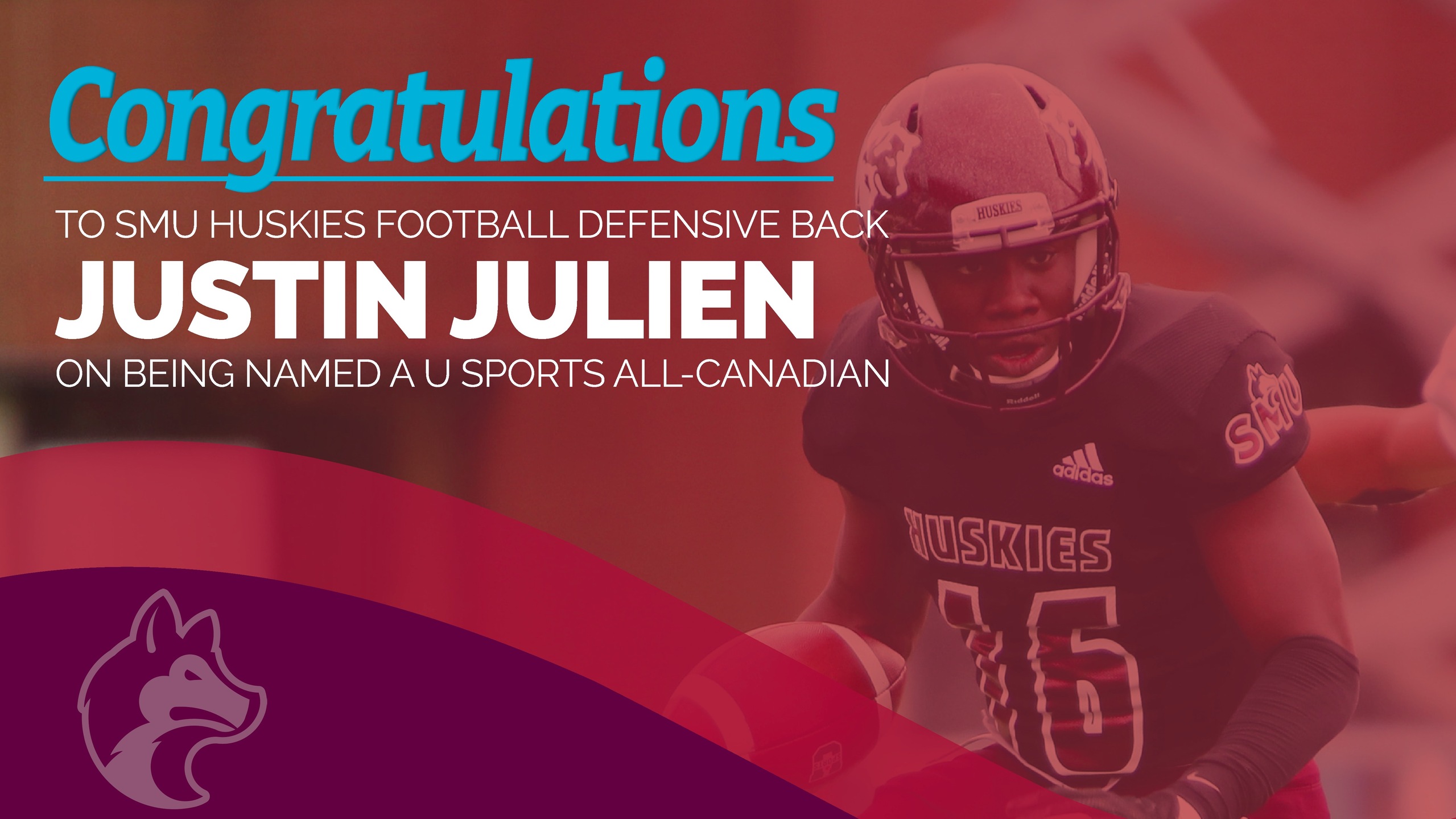 Saint Mary’s Huskies cornerback and punt returner Justin Julien has been honoured as a second team U SPORTS All-Canadian at kick returner for the 2021 football season.